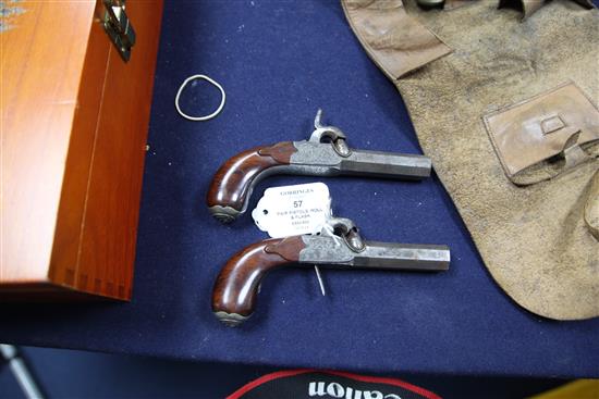 A pair of early 19th century steel boxlock pocket pistols, 6in.